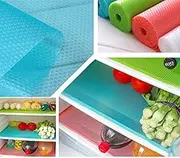 16pcs Fridge Mats Cabinet pad Cupboard Shelf Liners Refrigerator Mats Drawer Table Placemats Antibacterial Antifouling Non Slip Environmental Friendly EVA(4 Colors, 29x45cm)