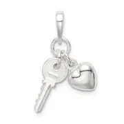 Sterling Silver Heart With Key Charm
