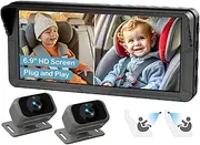 Dual Baby Car Camera for 2 Kids – 6.9” Split-Screen HD Display, Infrared Night Vision, Easy Installation, Backseat Camera for Infant & Toddler Safety, Compatible with All Car Models by Fodkh