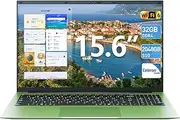 Naclud Laptops, Laptop with 36GB RAM 128GB EMMC+1024GB SSD Expandable 4TB, 15.6 Inch Computer,WiFi 6,Celeron N5095,180° Open Angle, 11 Home, USB 3.2,HDMI, Type-C,7000mAh ultra-long battery life(Green)