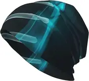[ZaKhs] Science Gene Strand Print Beanie Hat Winter Warm Knit Hat Soft Skull Cap for Women Men Black, Black, One Size