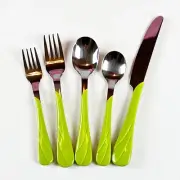 NEW Fiesta Swirl Flatware Chartreuse Green 5pc Place Setting 3 Sets Available