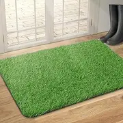 Artificial Grass Door Mat, Thick Turf Grass Indoor/Outdoor Rug, Perfect for Entryway, Patio Lawn Synthetic Doormat, Dog Realistic Grass Mats, 24x35 Inches
