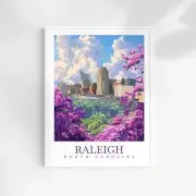 Raleigh Print Travel Poster Wall Art North Carolina Wall Hanging Home Dcor Usa