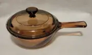 Vision .5 L Sauce Pot Pyrex Lid Amber Brown 2 cups Corning Vintage NEW NOS