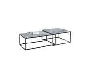 Design Square Set Of 2 Modern Nesting Ceramic Marble Look Rectangular & Square Coffee Table Grey