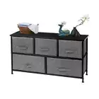 Cerbior 5 Drawers Dresser Bedroom Brown Shelf Organizer Chest Cabinet Wide Bins