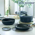 Allevo Induction Cookware Sets 6PCS Nonstick Wok Pots Pans Glass Silicon Lids
