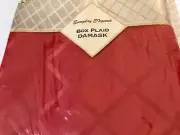 Everyday Elegance Box Plaid Red Damask Tablecloth 60" x 84" NEW with Tags