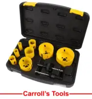 STANLEY 11pc Bi-Metal Hole Saw Set Comprising 2 x Universal Arbors, Hex Key