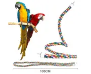 Pet Bird Rope Perches Parrot Colorful Cage Comfy Perch Bungees for Birds Toy 105CM