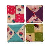 Wine Glass Coasters - Set of 4 - Bright Colorful Cupcakes - Machine Washable