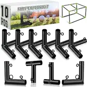 Blulu 10 Pieces Golf Frame Corner Kit DIY Canopy Fittings with Threaded Eye Bolts for EMT Conduit 10' L x 10' W x 10' H Practice Cages and Nets Backyard Indoor Outdoor Home (Black,Suit for 1'')
