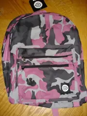 NEW TCC pink/gray camo design school bag backpack 16" multi-zipper