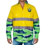 NRL Canberra Raiders Hi-Vis Camo Tradie Men's Work-Shirt - Sizes M-5XL **SALE**