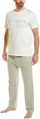 Ted Baker men's 2 piece Lounge T-Shirt & Pant Pajama PJ Set - size Large - Grey