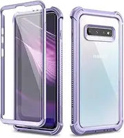 Dexnor Case for Samsung Galaxy S10 Plus S10+ 360 Full Body 3 Layers Protection Cover Shockproof Bumper Crystal Clear Slim Anti-Scratch Back Panel with Built-in Screen Protector - Purple