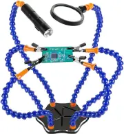 STEUGO Helping Hand Soldering Third Hands Vise with 6 Flexible Arms and LED 3X M