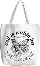 Christian Jesus Gift Bible Verse Psalms 46:5 Tote Bag God Is Within Her She Will Not Fail Religious Gifts