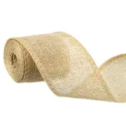 Burlap Wired Ribbons, 2.4inch x 3yards Natural Burlap Weave Ribbon, Linen Color