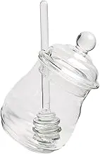 1Set Transparent Glass with Dipper Honey Storage Can for Kitchen Stylish Honey Dispenser with Lid for Honey Jam and Seasonings Home Decor