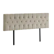 Linen Fabric King Bed Deluxe Headboard Bedhead - Beige