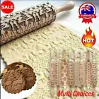 AU Christmas Embossing Rolling Pin Engraved Elk Baking Cookies Cake Roller Xmas