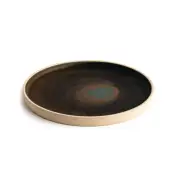 6x Flat Round Plate Brown with Green Verdigris 250mm Olympia Canvas Dish Set