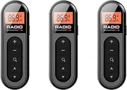 Binxind 3X Mini Pocket FM Radio Rechargeable Portable 76-108MHZ Radio Receiver with Backlight LCD Display Wired 3.5mm Headphones