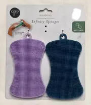 Core Kitchen Set Of 2 Infinity Silicone Kitchen Sponges Lavender & Navy Blue