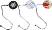 KITANDOVE 3pcs Christmas Table Side Hangers Compact Handbag Hook Holders for Xmas Stockings Purse Bag Organization Easy Installation Decorative Metal Hangers for Holiday Parties Home Decor
