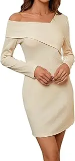 [Generic] Ladies Sexy Slim Long Sexy Off Shoulder Temperament Dress Summer Midi Dresses Ladies Petite Green Velvet for Women Black Long Sleeve Dress Black Mini Sleeve Bridesmaid Ever Pretty