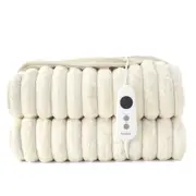 Dreamaker Chunky Embossed Fleece Electric Heated Throw Blanket [180x200cm] (Natural)
