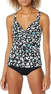 [Anne Cole] Women's Twist Front Underwire Cup Sized Tankini Swim Top, Beautiful Bunches, 38B/36C