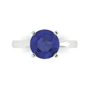 3ct Round Tanzanite Stone Wedding Bridal Promise Designer Ring 14k White Gold