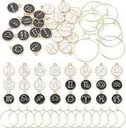 [Craftdady] Wine Glass Charms Round Enamel Charms with Rings Tags for Stem Glasses Wine Tasting Party Decoration