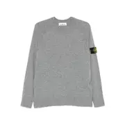 [Stone Island] Stone Island 5100045 Logo-appliqué Wool Sweater L GREY