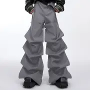 INCERUN Men Layered Pockets Design Casual Pants Fashion Wide Leg Trouser Male Bottom Streetwear Plus Size
