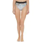 MSRP $58 Dkny Womens Mid Rise Full Coverage Bikini Bottom Silver Size Medium