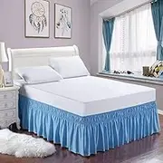 Bed Valance Skirt, Bed Skirts & Valances Bed Skirt Wrap King Size Elastic White Ruffle Elastic Dust-Proof Around No Bed Surface Double/Single Decoration Bed Cover Home Textile