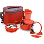 Lunch Box Microwave Safe Leak Proof 3 Air-Tight Container 1 Tumbler with Bag Red
