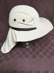 FLOPPY HAT LIGHT WEIGHT GRAY W/BUCKET EAR FLAP W/NECK SUN PROTECT HUNT FISH HIKE