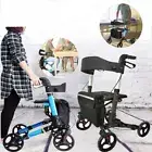 Portable Mobility Walker 4 Wheel Height Adjustable &Padded Seat Rollator Folding