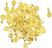 [NeaxgeandX] 100 Pieces Shiny Gold Heart Glue on Bails Setting for Necklaces Pendant