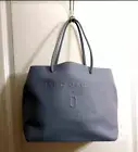 The Marc Jacobs Logo Shopper East West Leather Tote Shoulder Bag GRAY~DUST BAG