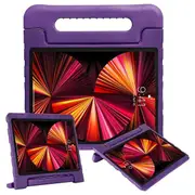 For Apple iPad Pro 11 2024 Kids Eva Case, Kickstand Shockproof Heavy Duty Protective Stand Cover (Purple)