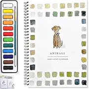 Watercolor Workbook for Beginner-Friendly,Water Color Book for Kids Adults Teens,12 Colors Watercolor Paint Set with Paint Brush,Art Draw Sketch Books with Step Instructions(#A,1pc)
