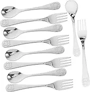 FUNOMOCYA Boys and Girls Forks Spoons Set Toddler Utensil Set Metal Utensils Comfortable to Hold for Baby Feeding