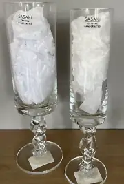 Sasaki Crystal Glass Barocco Twisted Stem Champagne Goblet You Choose! NWT