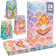 24 Pcs Mermaid Goodie Bags - Mermaid Party Favor Bags with Mermaid Stickers,